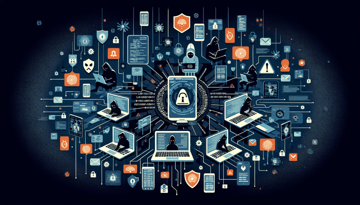Network of hackers attacking connected devices and data