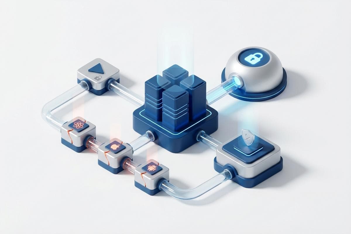 Isometric network nodes illustrating critical vulnerabilities and security updates.