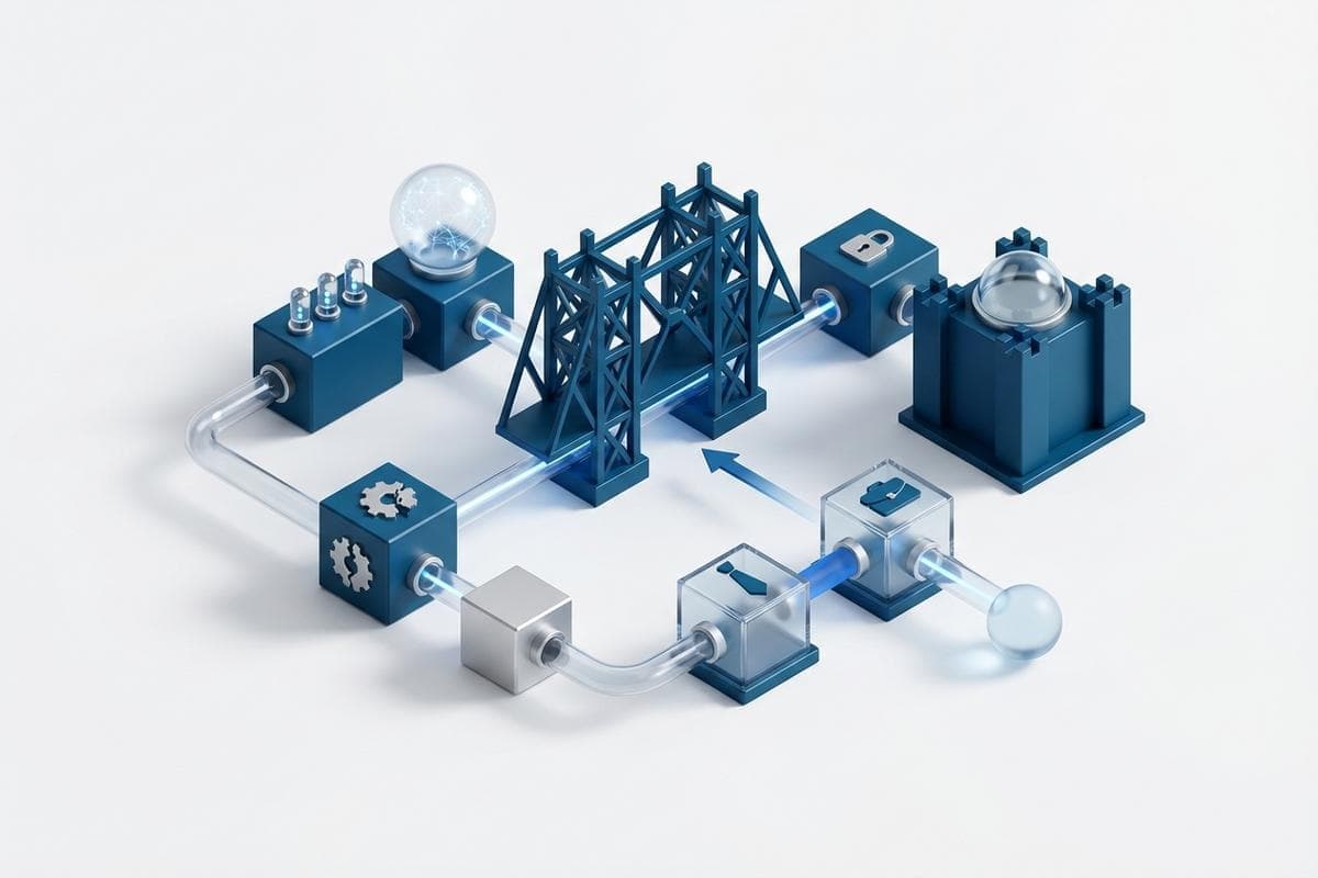 Isometric network nodes highlighting global cyber threats and data breach risks.