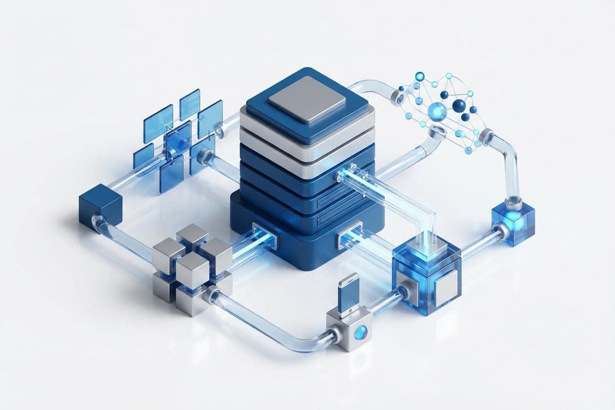 Isometric network nodes illustrating critical cyber flaws and AI risks.