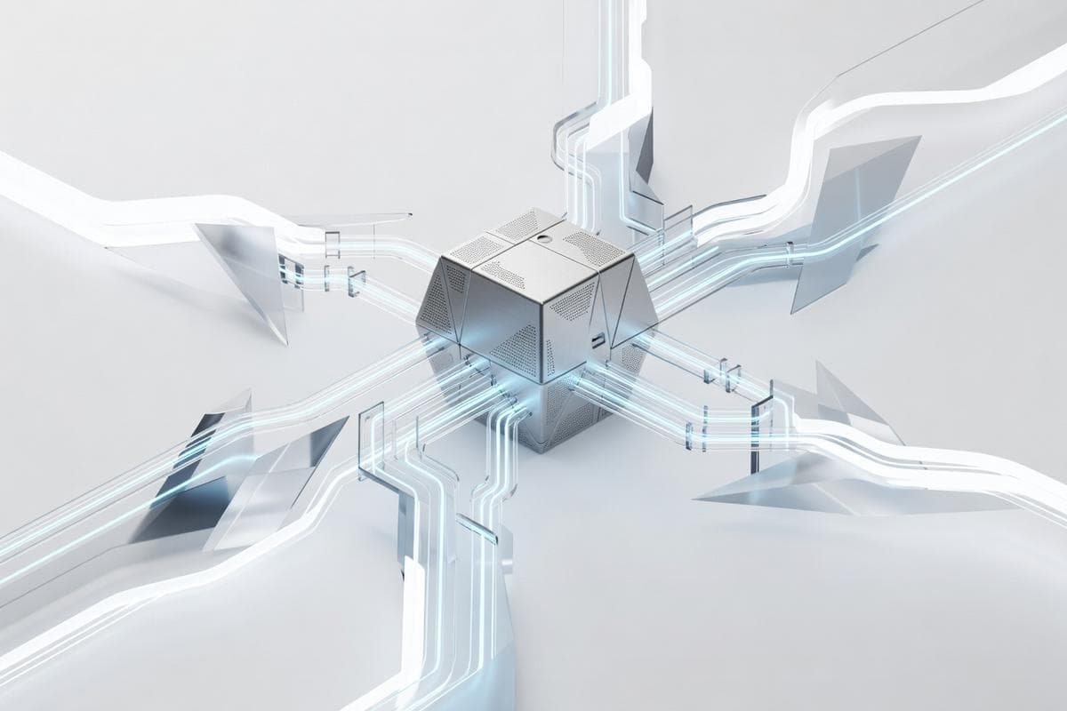 Isometric network nodes illustrating widespread cybersecurity exploitation and data theft.