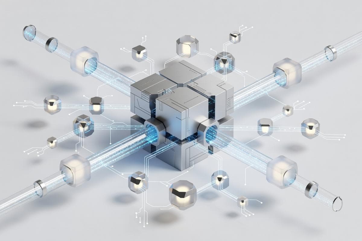 Isometric network nodes highlighting critical cyber flaws, data leaks, and AI threats.