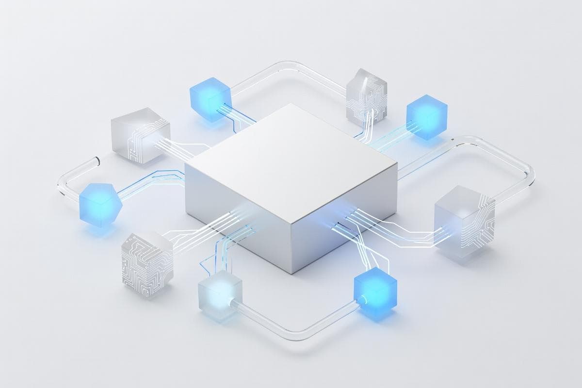 Blue isometric nodes illustrating critical cybersecurity flaws and data theft.