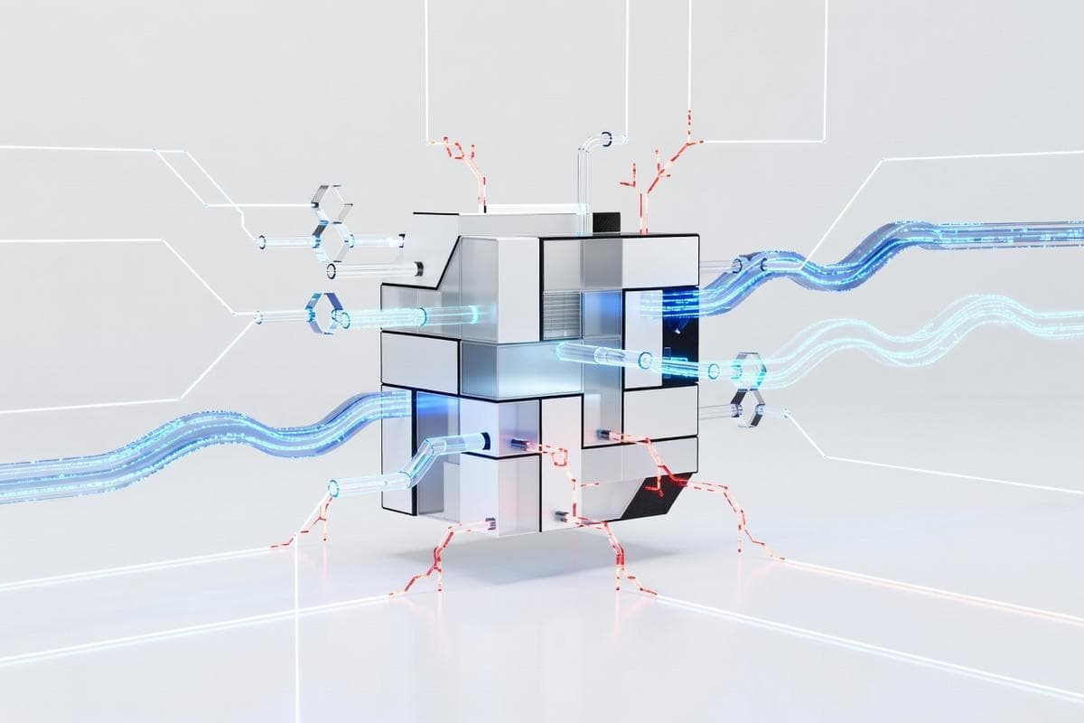 Isometric network nodes highlighting critical iOS flaws, AI scams, and global cyber threats.