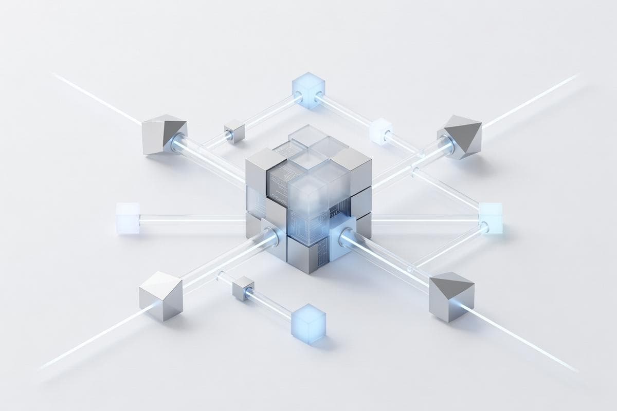 Isometric network nodes illustrating AI supply chain breaches and critical infrastructure malware.