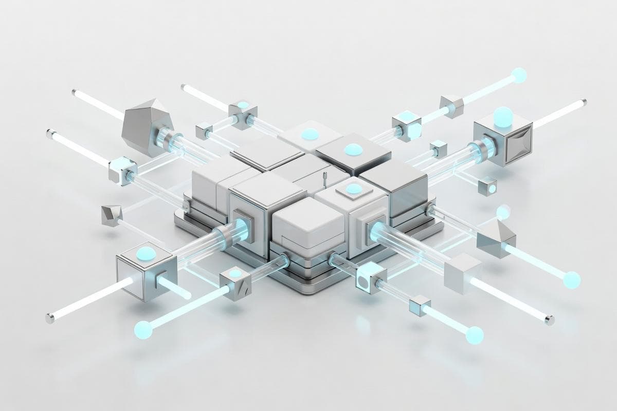 Isometric network nodes showing Laravel Lang package credential theft.