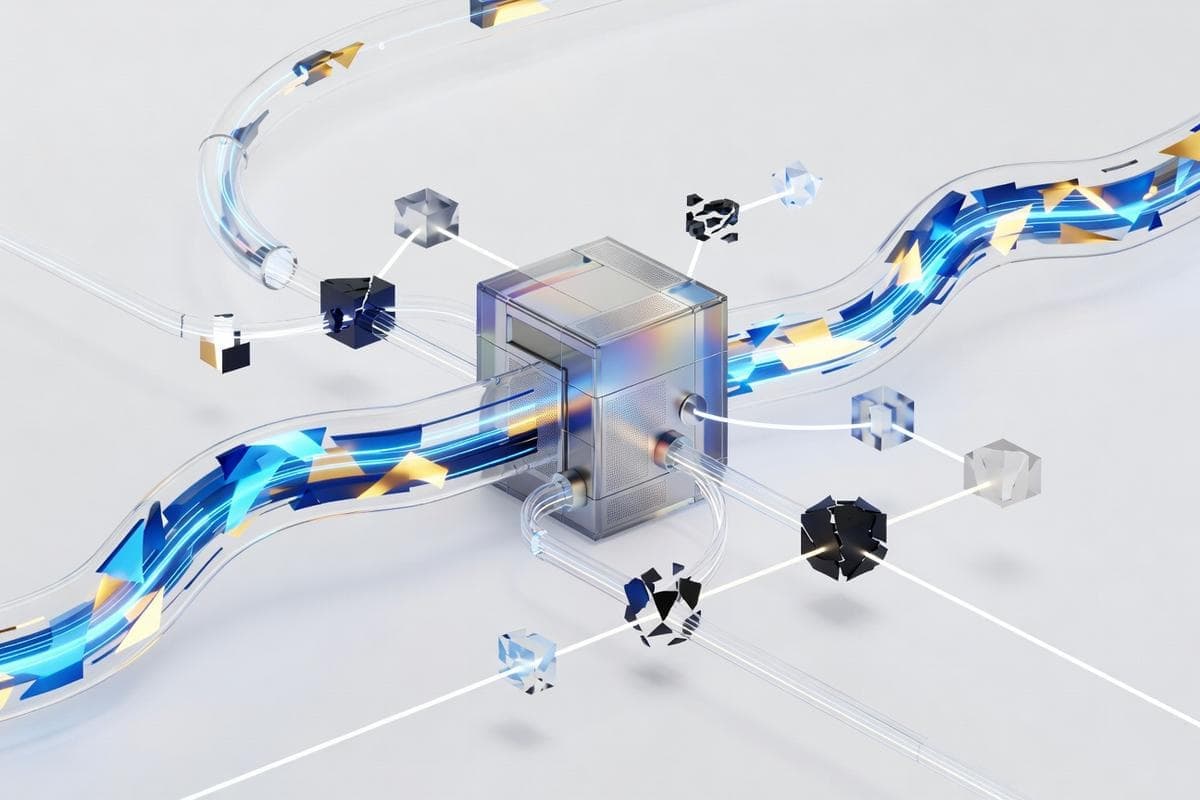 Isometric network nodes illustrating diverse cyber attack vectors.