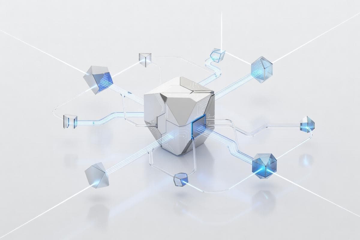 Interconnected blue nodes representing the latest critical cybersecurity vulnerabilities.