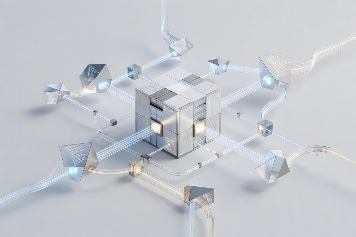 Isometric network nodes highlighting critical software vulnerabilities and cyber threats.