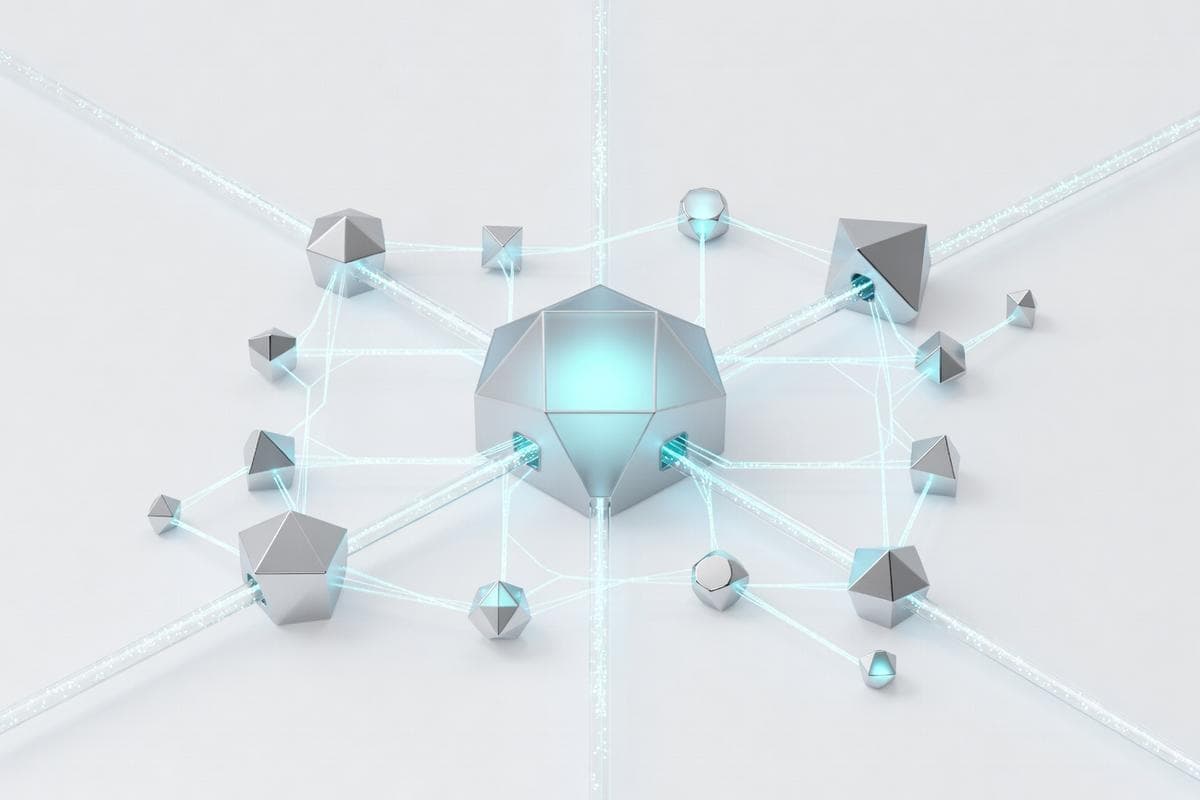 Isometric network nodes under attack from zero-day exploits and AI-powered threats.