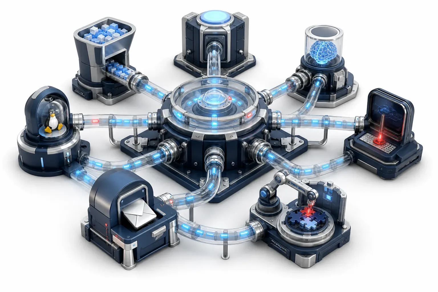 Floating servers exposing zero-day vulnerabilities in cybersecurity diorama.
