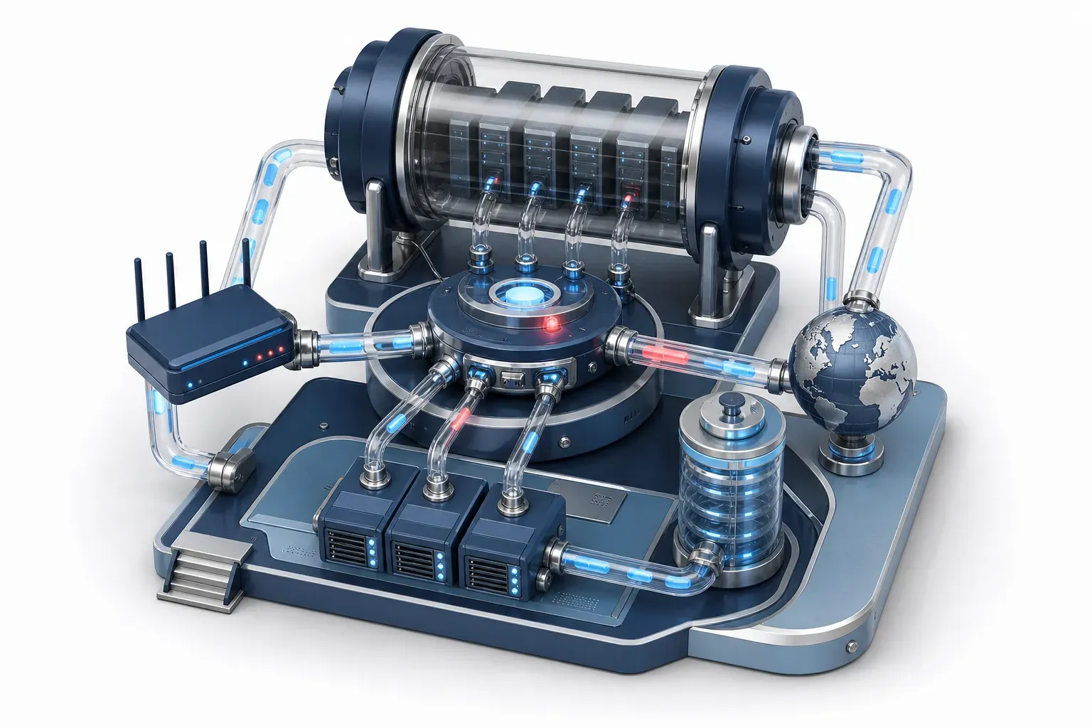 Isometric navy servers channeling cyan data flows as SOCKS5 relays.