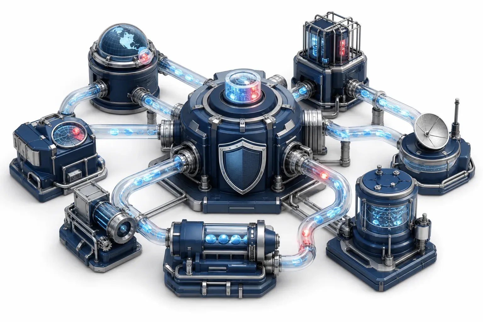 Isometric cyan data tubes exposing zero-day exploits in PaperCut and Gitea.