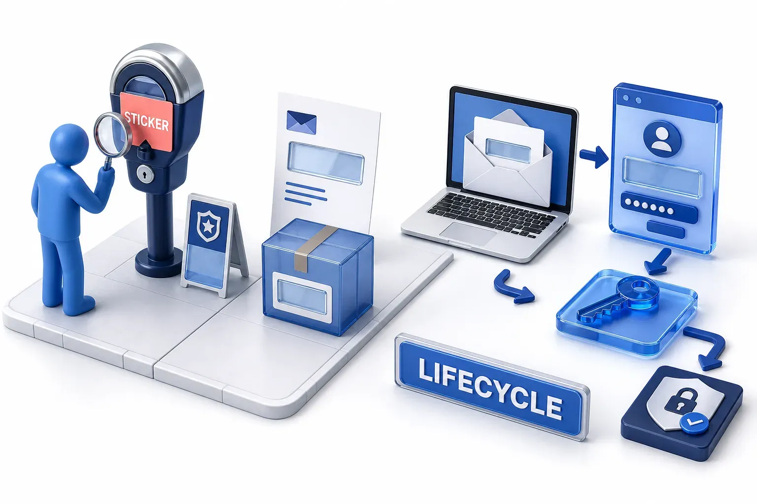 Fake codes appear as stickers on parking meters, in letters and parcels and in emails that lead through a credential theft chain.